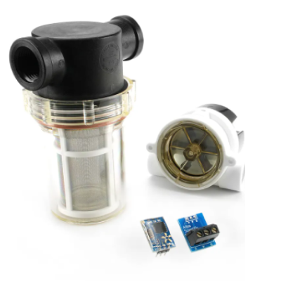 pre-filter, paddle wheel meter, flow circuit and board