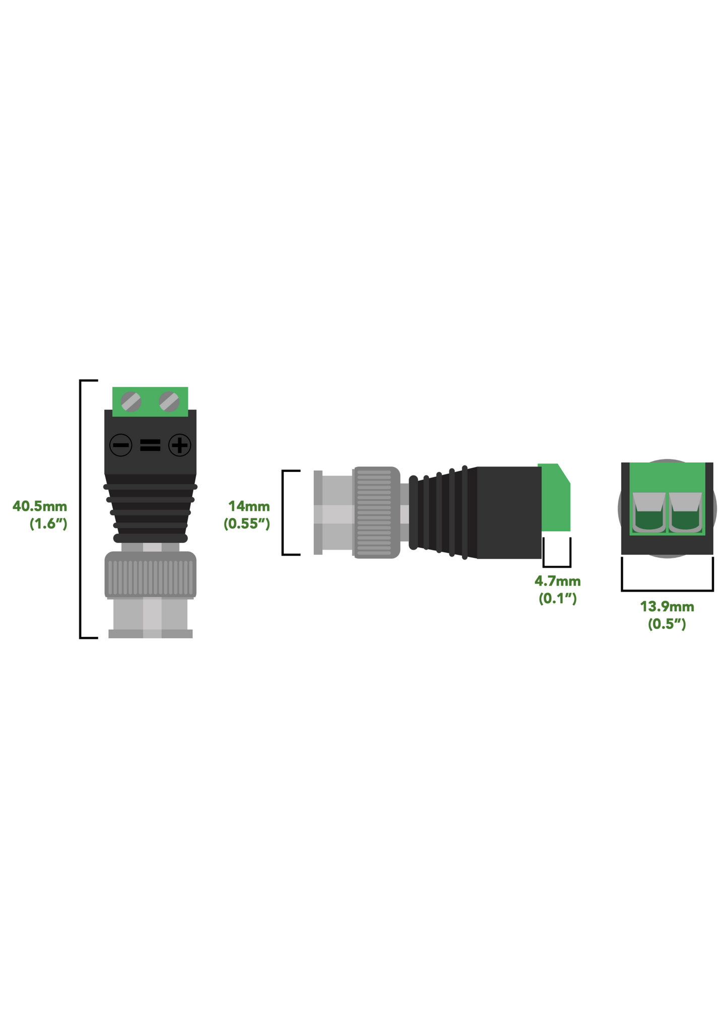 Male and Female BNC with Terminal Screws (2 pack)