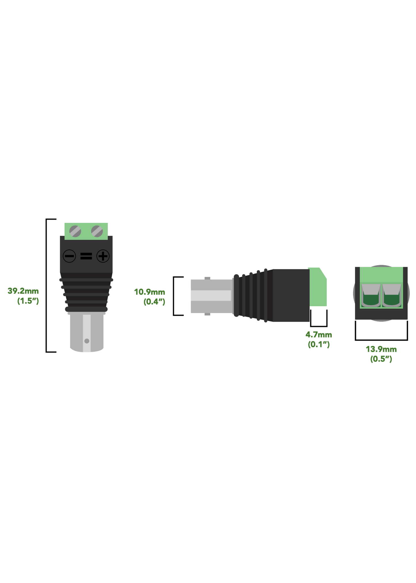 Male and Female BNC with Terminal Screws (2 pack)