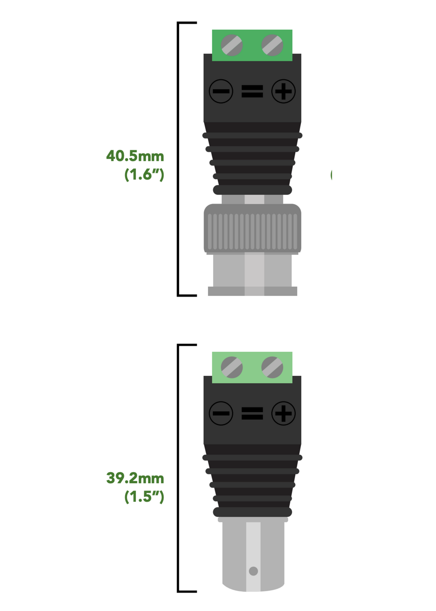 Male and Female BNC with Terminal Screws (2 pack)