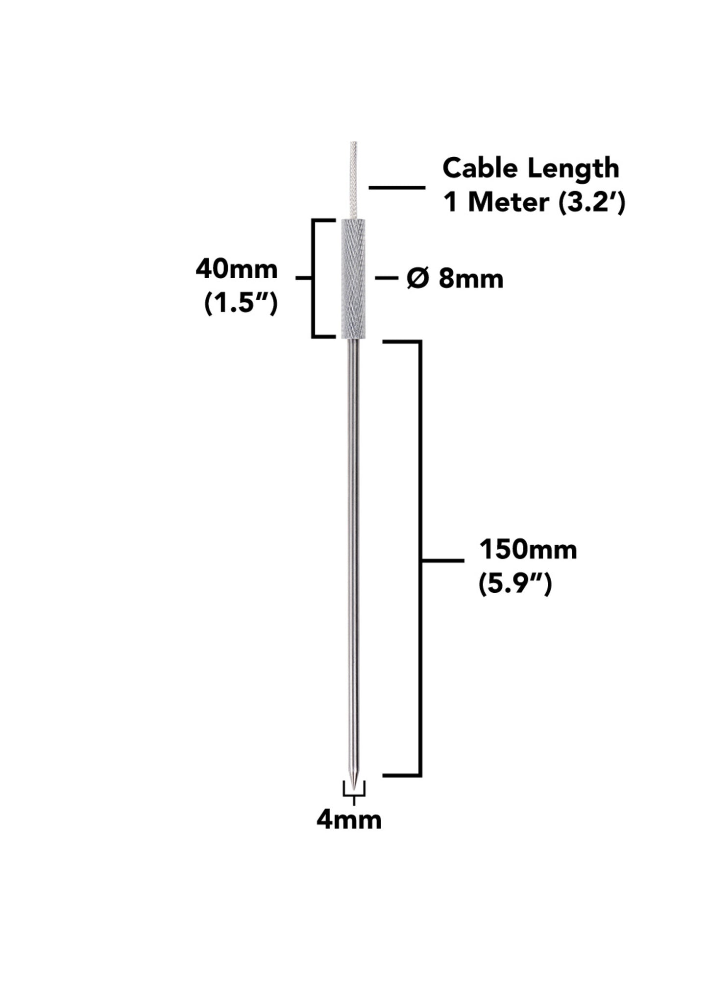 Spike Tip PT-1000 Temperature Probe