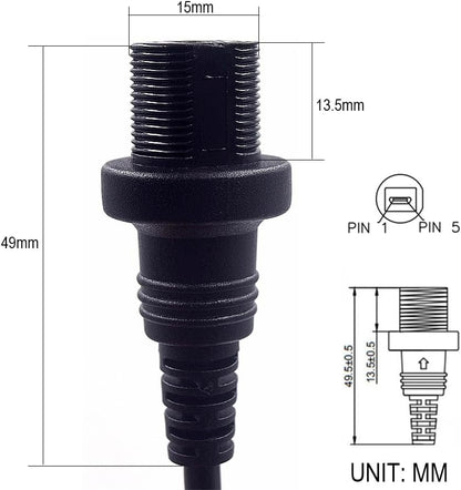 Bulkhead Micro USB 5 Pin male female extension cable