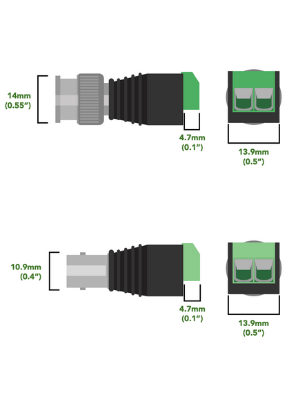 Male and Female BNC with Terminal Screws (2 pack)